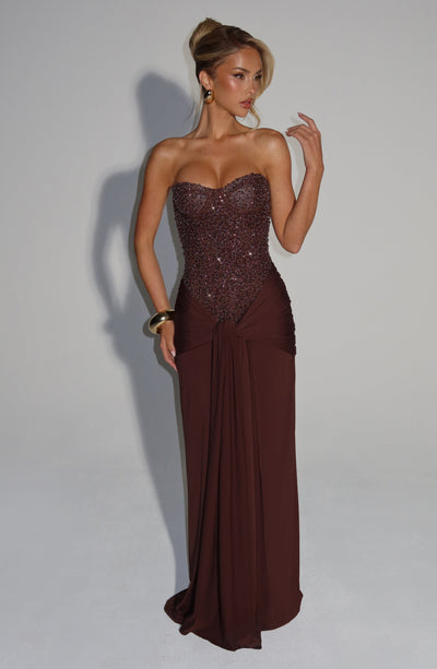 Carina Maxi Dress - Plum Brown Dress Babyboo Fashion Premium Exclusive Design