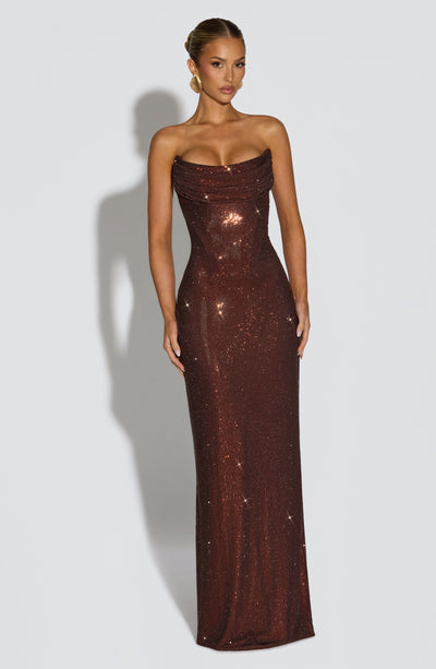 Mirabella Maxi Dress - Plum Brown Dress Babyboo Fashion Premium Exclusive Design