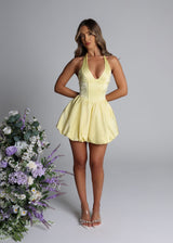 Lots Of Lust Plunge Mini Dress - Yellow