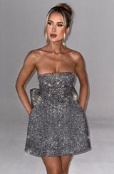 Abito Mini Grigio Scintillante