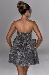 Abito Mini Grigio Scintillante