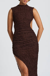 Aphrodite Abito da Sera in Maglia Plum Brown