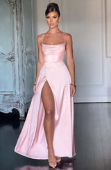 Abito Maxi in Seta Rosa