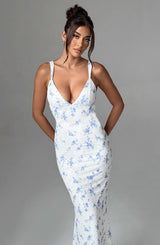 Abito da sera a stampa blu