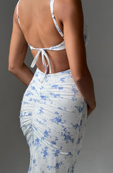 Abito da sera a stampa blu