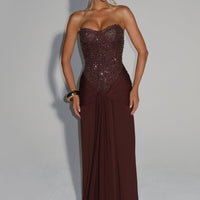 Carina Maxi Dress - Plum Brown