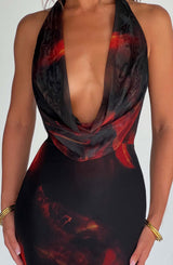 Abito Maxi da Donna Stampa Fuoco