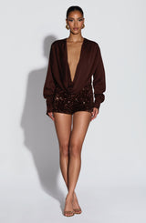 Coralie Bodysuit - Plum Brown