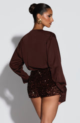 Coralie Bodysuit - Plum Brown