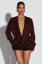 Coralie Bodysuit - Plum Brown