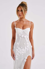 Abito Maxi Da Sera in Pizzo Bianco