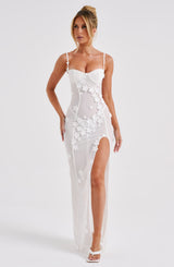 Abito Maxi Da Sera in Pizzo Bianco