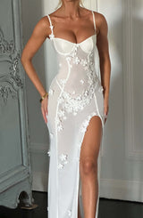 Abito Maxi Da Sera in Pizzo Bianco