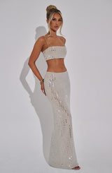 Gonna Maxi in Pelle Sintetica - Colore Beige