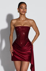 Ebony Mini Dress - Burgundy