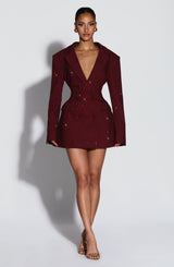 Elvira Mini Dress - Burgundy Sparkle
