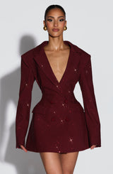 Elvira Mini Dress - Burgundy Sparkle