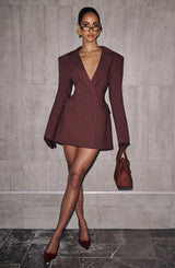 Elvira Mini Dress - Plum Brown