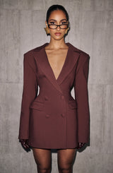 Elvira Mini Dress - Plum Brown