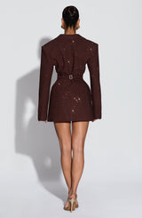Elvira Mini Dress - Plum Brown Sparkle