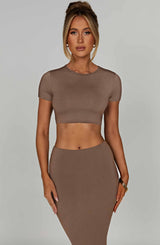 Top Mocha Cropped Maglia Donna
