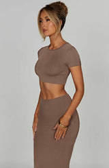 Top Mocha Cropped Maglia Donna