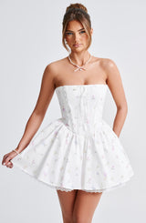 Evie Mini Dress Bianco Fiore Multicolore