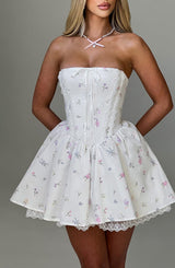 Evie Mini Dress Bianco Fiore Multicolore