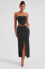 Gonna Maxi Flor Nero