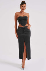 Gonna Maxi Flor Nero