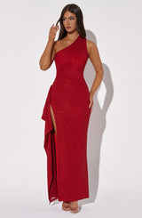 Abito Maxi Genevieve Rosso Scintillante