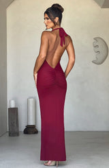 Abito Maxi Burgundy Elegante