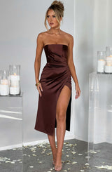 Inez Abito midi cioccolato