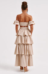 Gonna Maxi Beige in Pizzo