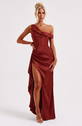 Abito Maxi in Raso Rosso