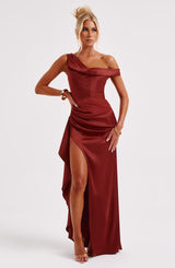 Abito Maxi in Raso Rosso