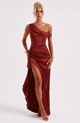 Abito Maxi in Raso Rosso