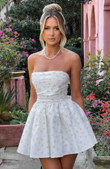 Abito da donna in stoffa blu floreale