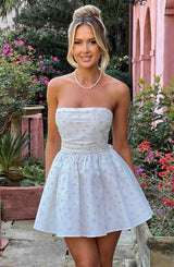 Abito da donna in stoffa blu floreale