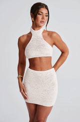 Top Margot Halter di Colore Avorio