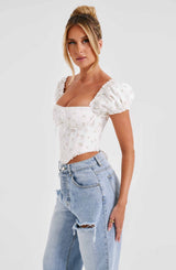 Corsetto Matilda Stampa Floreale Rosa