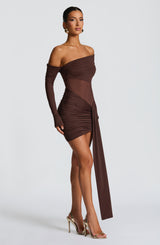 Mavra Mini Dress - Plum Brown