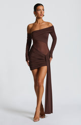 Mavra Mini Dress - Plum Brown