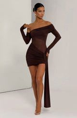 Mavra Mini Dress - Plum Brown