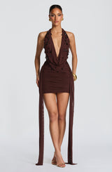 Melona Mini Dress - Plum Brown