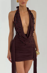 Melona Mini Dress - Plum Brown