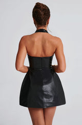 Abito Mini Nero Faux Pelle