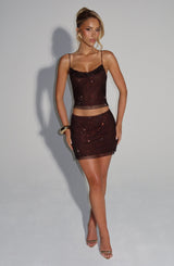 Nila Mini Skirt - Plum Brown