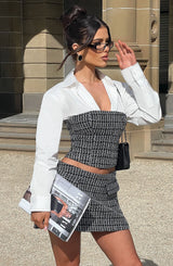 Olina Top Nero e Bianco Donna