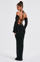 Abito Maxi Crochet Nero